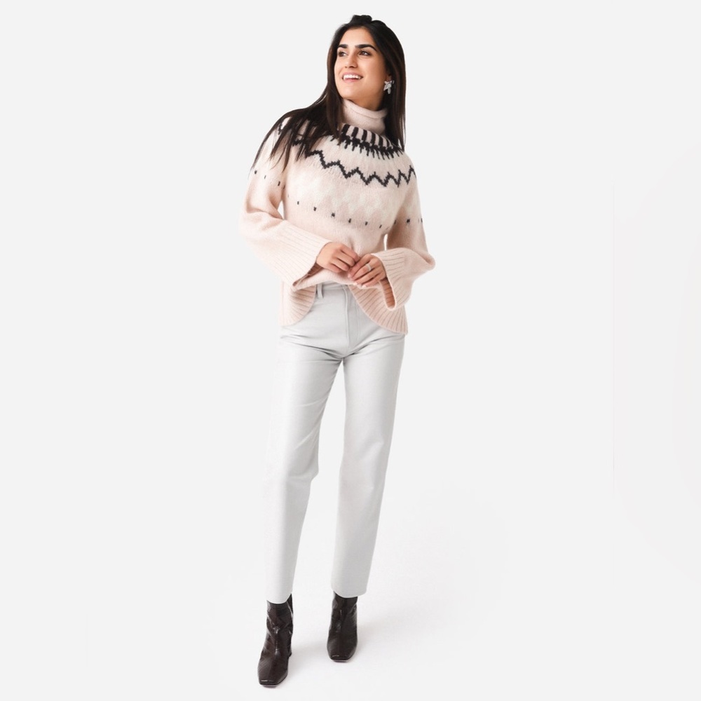 A.L.C. Pink Ruby Fair Isle Turtleneck Oversized Sweater - Picture 12 of 14